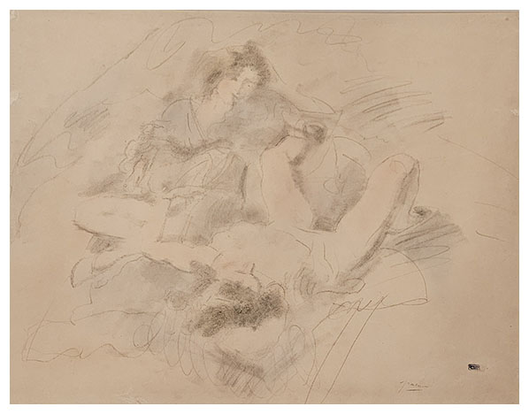 Deux femmes, <BR>
a drawing by Jules PASCIN
